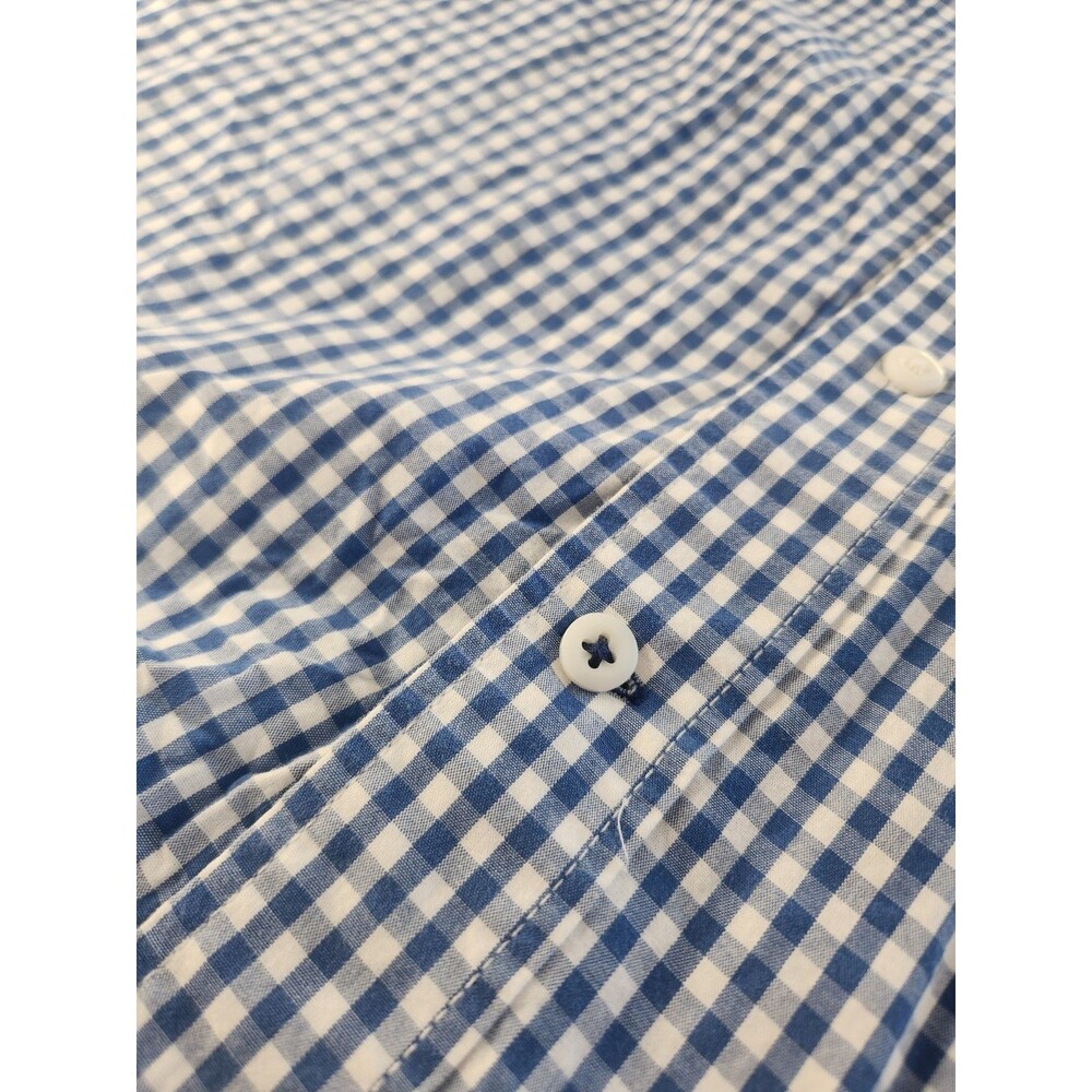 IZOD Men's L Blue White Checker Woven Short Sleeve Button-Up Shirt #45P3110 #038 - Picture 9 of 12